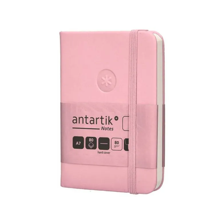 CUADERNO CON GOMILLA ANTARTIK NOTES TAPA DURA A7 HOJAS LISAS ROSA PASTEL 80 HOJAS 80 GR FSC