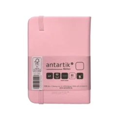 CUADERNO CON GOMILLA ANTARTIK NOTES TAPA DURA A7 HOJAS LISAS ROSA PASTEL 80 HOJAS 80 GR FSC