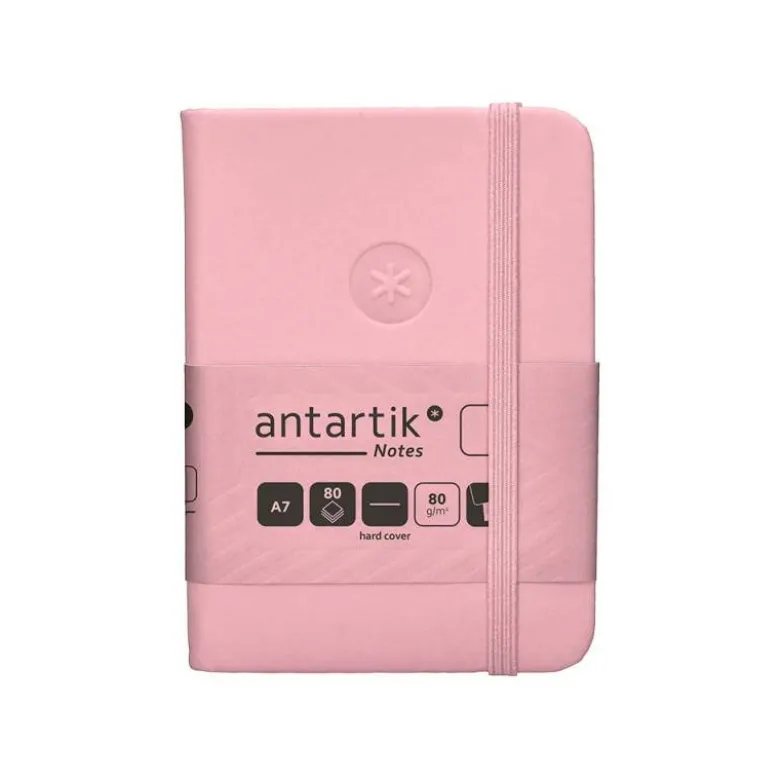 CUADERNO CON GOMILLA ANTARTIK NOTES TAPA DURA A7 HOJAS LISAS ROSA PASTEL 80 HOJAS 80 GR FSC