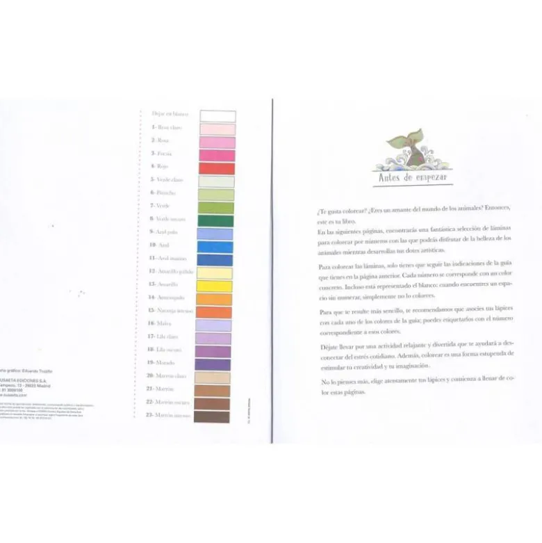 CUADERNO DE COLOREAR SUSAETA ANIMALES COLOREAR POR NUMEROS 64 PAGINAS 21,5X25 CM