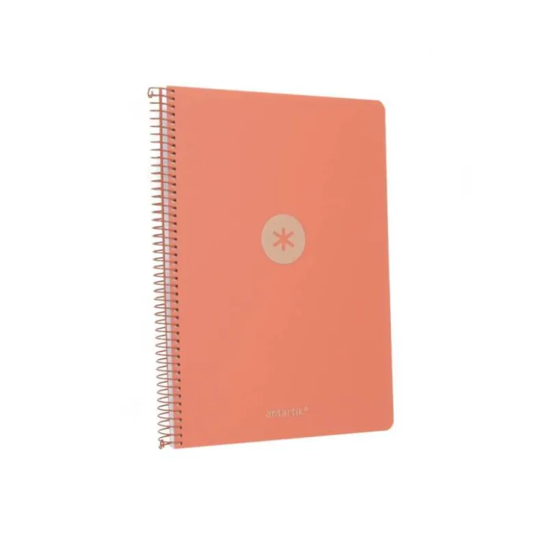 CUADERNO ESPIRAL ANTARTIK A4 TAPA FOAM 80H 90GR CUADRO 4MM CON MARGEN COLOR CORAL