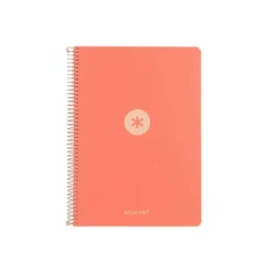 CUADERNO ESPIRAL ANTARTIK A4 TAPA FOAM 80H 90GR CUADRO 4MM CON MARGEN COLOR CORAL