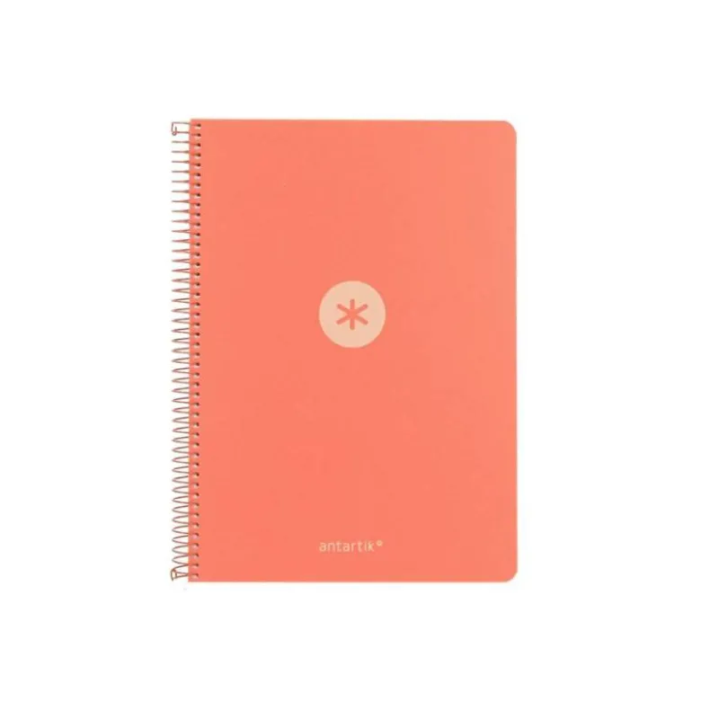 CUADERNO ESPIRAL ANTARTIK A4 TAPA FOAM 80H 90GR CUADRO 4MM CON MARGEN COLOR CORAL