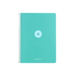 CUADERNO ESPIRAL ANTARTIK A4 TAPA FOAM 80H 90GR CUADRO 4MM CON MARGEN COLOR MENTA