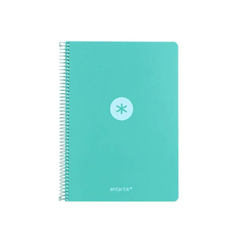 CUADERNO ESPIRAL ANTARTIK A4 TAPA FOAM 80H 90GR CUADRO 4MM CON MARGEN COLOR MENTA