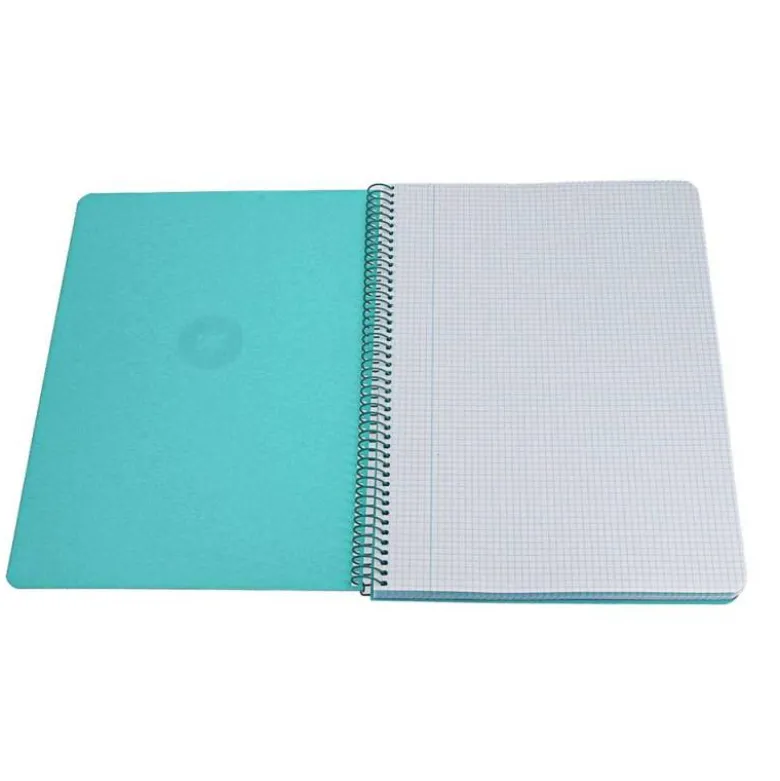 CUADERNO ESPIRAL ANTARTIK A4 TAPA FOAM 80H 90GR CUADRO 4MM CON MARGEN COLOR MENTA