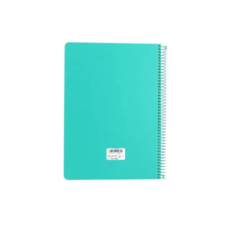 CUADERNO ESPIRAL ANTARTIK A4 TAPA FOAM 80H 90GR CUADRO 4MM CON MARGEN COLOR MENTA