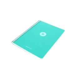 CUADERNO ESPIRAL ANTARTIK A4 TAPA FOAM 80H 90GR CUADRO 4MM CON MARGEN COLOR MENTA