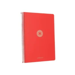 CUADERNO ESPIRAL ANTARTIK A4 TAPA FOAM 80H 90GR CUADRO 4MM CON MARGEN COLOR ROJO