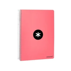 Cuaderno espiral Antartik DIN A4 microperforado Tapa dura 80 hojas 100g/m2 Coral