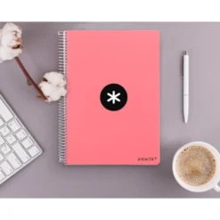 Cuaderno espiral Antartik DIN A4 microperforado Tapa dura 80 hojas 100g/m2 Coral