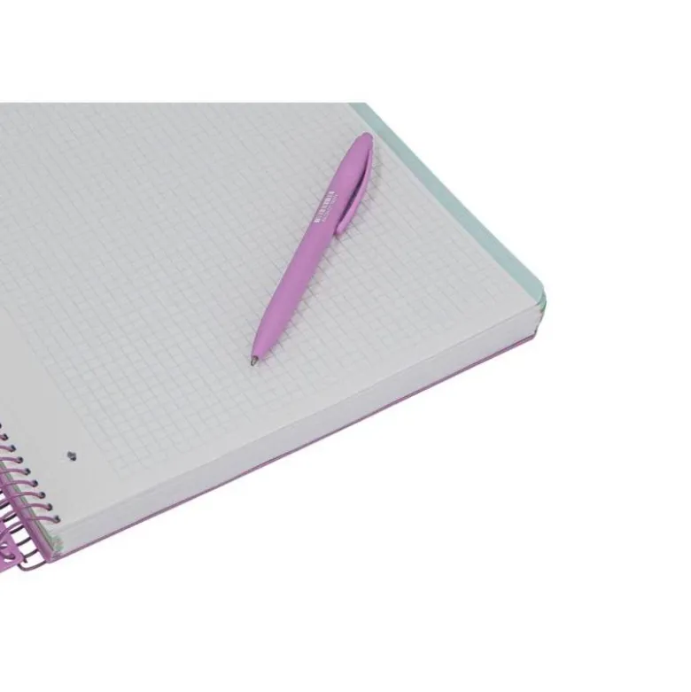 CUADERNO ESPIRAL ANTARTIK MICRO A4 TAPA FOAM 120H 90GR CUADRO 5MM 5 BANDAS 4 TALADROS COLOR LAVANDA
