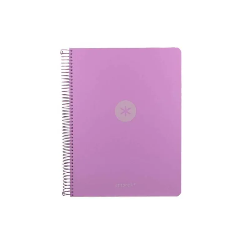 CUADERNO ESPIRAL ANTARTIK MICRO A4 TAPA FOAM 120H 90GR CUADRO 5MM 5 BANDAS 4 TALADROS COLOR LAVANDA
