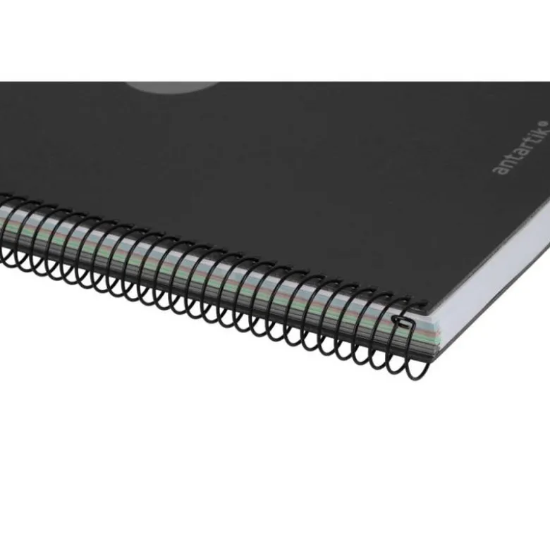 CUADERNO ESPIRAL ANTARTIK MICRO A4 TAPA FOAM 120H 90GR CUADRO 5MM 5 BANDAS 4 TALADROS COLOR NEGRO