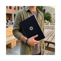 CUADERNO ESPIRAL ANTARTIK MICRO A4 TAPA FOAM 120H 90GR CUADRO 5MM 5 BANDAS 4 TALADROS COLOR NEGRO