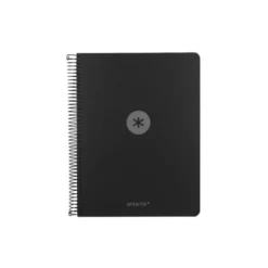 CUADERNO ESPIRAL ANTARTIK MICRO A4 TAPA FOAM 120H 90GR CUADRO 5MM 5 BANDAS 4 TALADROS COLOR NEGRO