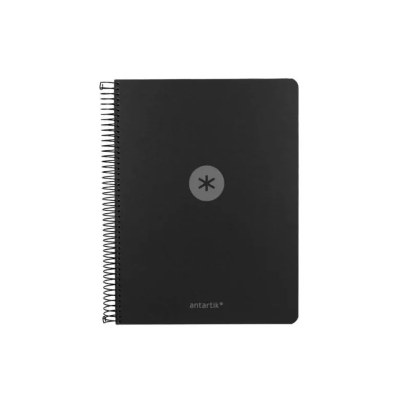 CUADERNO ESPIRAL ANTARTIK MICRO A4 TAPA FOAM 120H 90GR CUADRO 5MM 5 BANDAS 4 TALADROS COLOR NEGRO