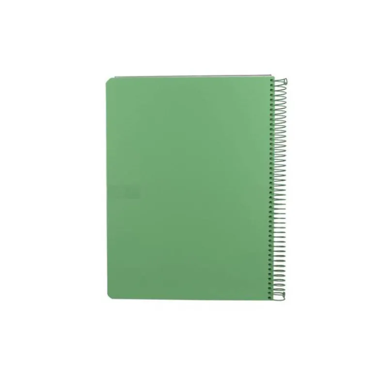 CUADERNO ESPIRAL ANTARTIK MICRO A4 TAPA FOAM 120H 90GR CUADRO 5MM 5 BANDAS 4 TALADROS COLOR VERDE MATCHA