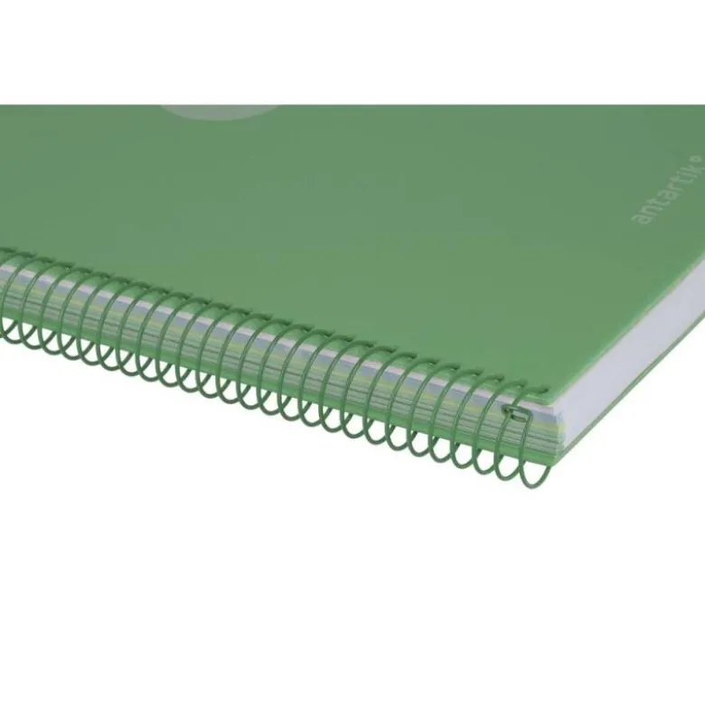 CUADERNO ESPIRAL ANTARTIK MICRO A4 TAPA FOAM 120H 90GR CUADRO 5MM 5 BANDAS 4 TALADROS COLOR VERDE MATCHA