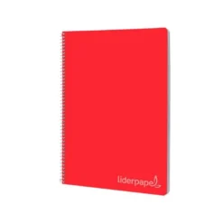 Cuaderno espiral Liderpapel Tamaño folio 80 hojas Tapa dura Cuadricula 3 mm 75 g/m2 Con margen Colores surtidos