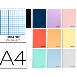 CUADERNO ESPIRAL LIDERPAPEL DIN A4 WONDER TAPA PLASTICO RAYADO N.46 80H COLORES SURTIDOS " NO SE PUEDEN ELEGIR"