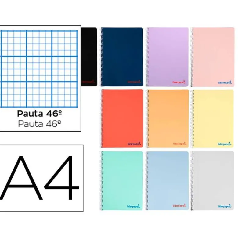 CUADERNO ESPIRAL LIDERPAPEL DIN A4 WONDER TAPA PLASTICO RAYADO N.46 80H COLORES SURTIDOS " NO SE PUEDEN ELEGIR"
