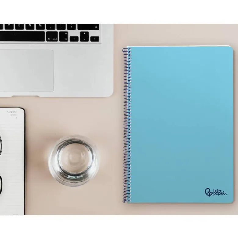 CUADERNO ESPIRAL LIDERPAPEL DIN A4 SMART TAPA BLANDA 80H 75GR CUADRO 4MM CON MARGEN COLOR CELESTE