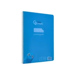 CUADERNO ESPIRAL LIDERPAPEL DIN A4 PAUTAGUIA TAPA PLASTICO 80H 90GR CUADRO PAUTADO 3MM CON MARGEN COLOR AZUL