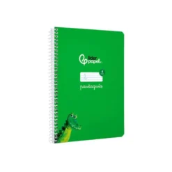CUADERNO ESPIRAL LIDERPAPEL DI N A5 PAUTAGUIA TAPA BLANDA 40H 75 GR CUADRO PAUTADO 4MM COLOR VERDE