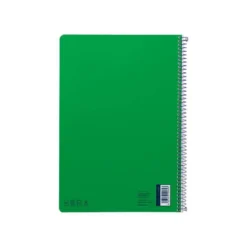 CUADERNO ESPIRAL LIDERPAPEL DIN A4 SMART TAPA BLANDA 80H 75GR CUADRO 4MM CON MARGEN COLOR VERDE