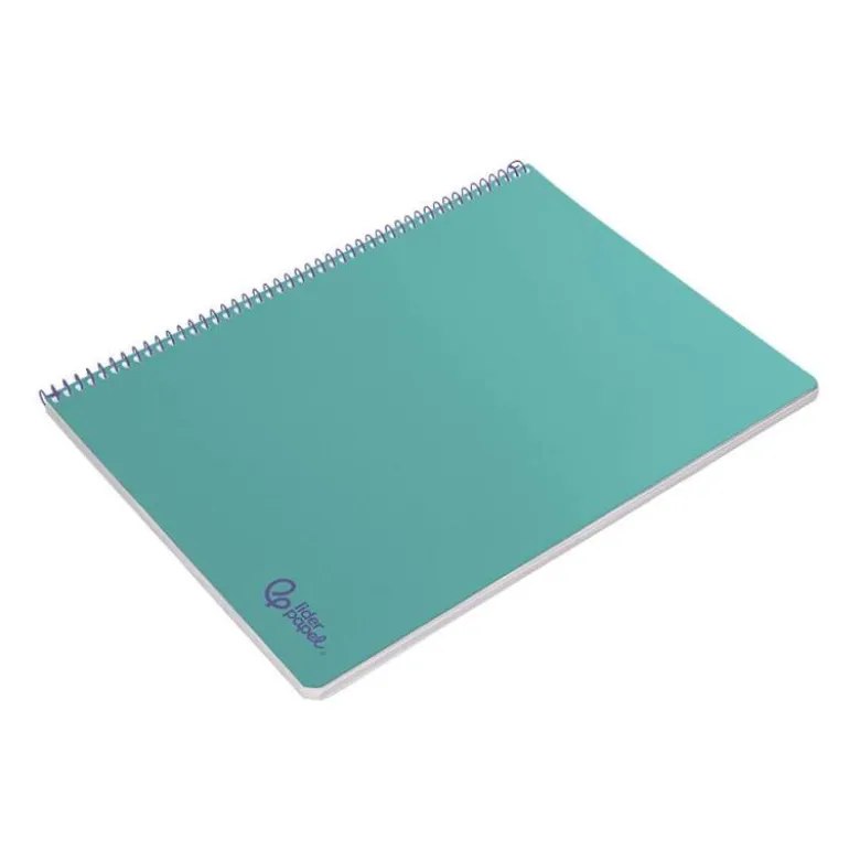 CUADERNO ESPIRAL LIDERPAPEL DIN A4 SMART TAPA BLANDA 80H 75GR CUADRO 4MM CON MARGEN COLOR TURQUESA
