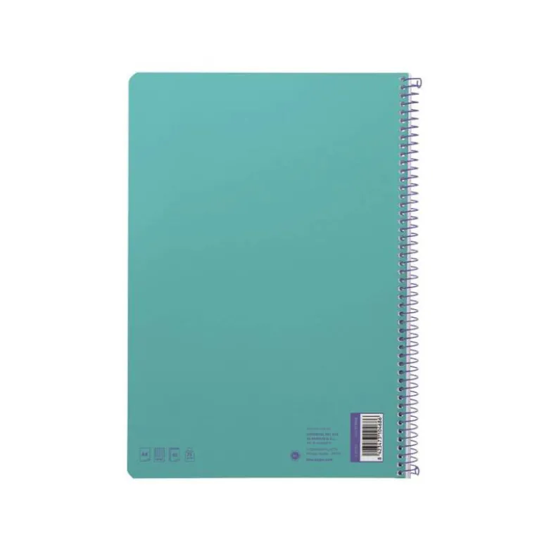 CUADERNO ESPIRAL LIDERPAPEL DIN A4 SMART TAPA BLANDA 80H 75GR CUADRO 4MM CON MARGEN COLOR TURQUESA