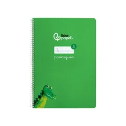 CUADERNO ESPIRAL LIDERPAPEL DIN A4 PAUTAGUIA TAPA DURA 80H 90 GR CUADRO PAUTADO 4MM COLOR VERDE