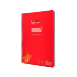CUADERNO ESPIRAL LIDERPAPEL DIN A4 PAUTAGUIA TAPA PLASTICO 80H 90GR CUADRO PAUTADO 4MM CON MARGEN COLOR ROJO