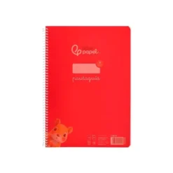 CUADERNO ESPIRAL LIDERPAPEL DIN A4 PAUTAGUIA TAPA PLASTICO 80H 90GR CUADRO PAUTADO 4MM CON MARGEN COLOR ROJO