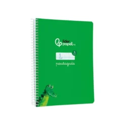 CUADERNO ESPIRAL LIDERPAPEL DI N A5 PAUTAGUIA TAPA BLANDA 40H 75 GR CUADRO PAUTADO 5MM COLOR VERDE