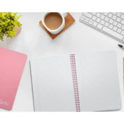 CUADERNO ESPIRAL LIDERPAPEL DIN A5 WITTY TAPA DURA 80H 90GR CUADRO 4MM CON MARGEN COLOR ROSA