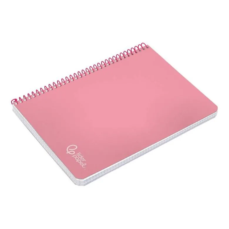 CUADERNO ESPIRAL LIDERPAPEL DIN A5 WITTY TAPA DURA 80H 90GR CUADRO 4MM CON MARGEN COLOR ROSA