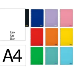 CUADERNO ESPIRAL LIDERPAPEL DIN A4 SMART TAPA BLANDA 80H 75GR LISO SIN MARGEN COLORES SURTIDOS