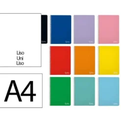 CUADERNO ESPIRAL LIDERPAPEL DIN A4 WITTY TAPA DURA 80H 90GR LISO SIN MARGEN COLORES SURTIDOS