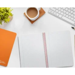 CUADERNO ESPIRAL LIDERPAPEL DIN A5 WITTY TAPA DURA 80H 90GR CUADRO 4MM CON MARGEN COLOR NARANJA