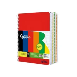 CUADERNO ESPIRAL LIDERPAPEL DIN A4 TAPA POLIPROPILENO 80H 90GR CUADRO 4MM CON MARGEN PACK 5+1 COLORES SURTIDOS