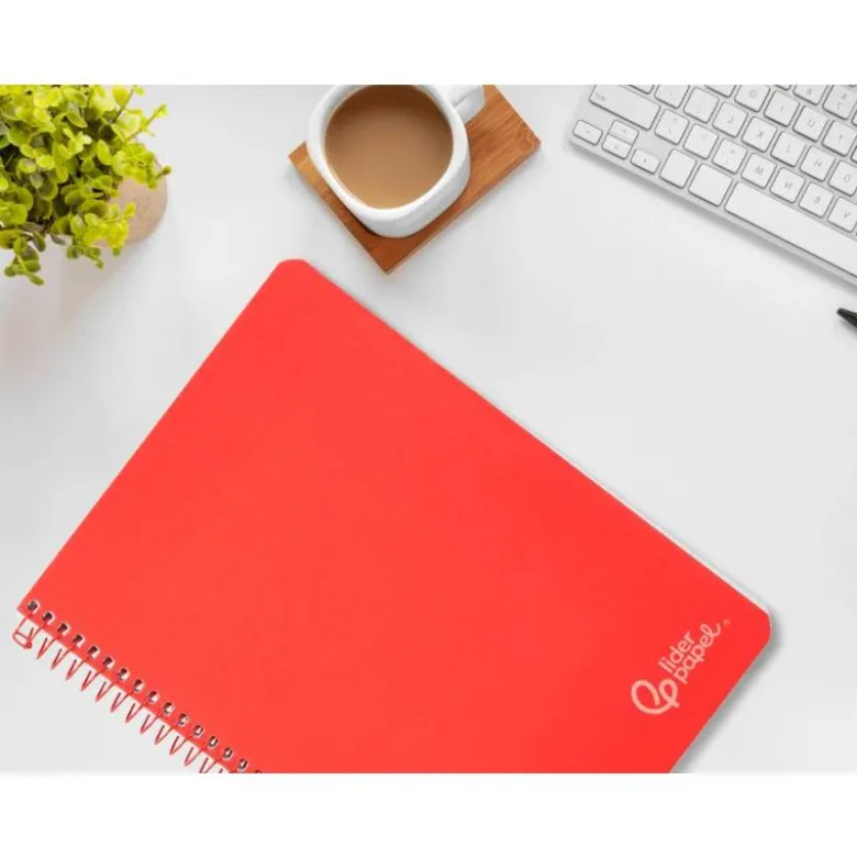 CUADERNO ESPIRAL LIDERPAPEL DIN A4 WITTY TAPA DURA 80H 90GR CUADRO 4MM CON MARGEN COLOR ROJO