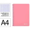 CUADERNO ESPIRAL LIDERPAPEL DIN A4 WITTY TAPA DURA 80H 90GR CUADRO 4MM CON MARGEN COLOR ROSA