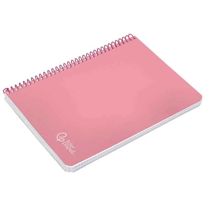 CUADERNO ESPIRAL LIDERPAPEL DIN A4 WITTY TAPA DURA 80H 90GR CUADRO 4MM CON MARGEN COLOR ROSA