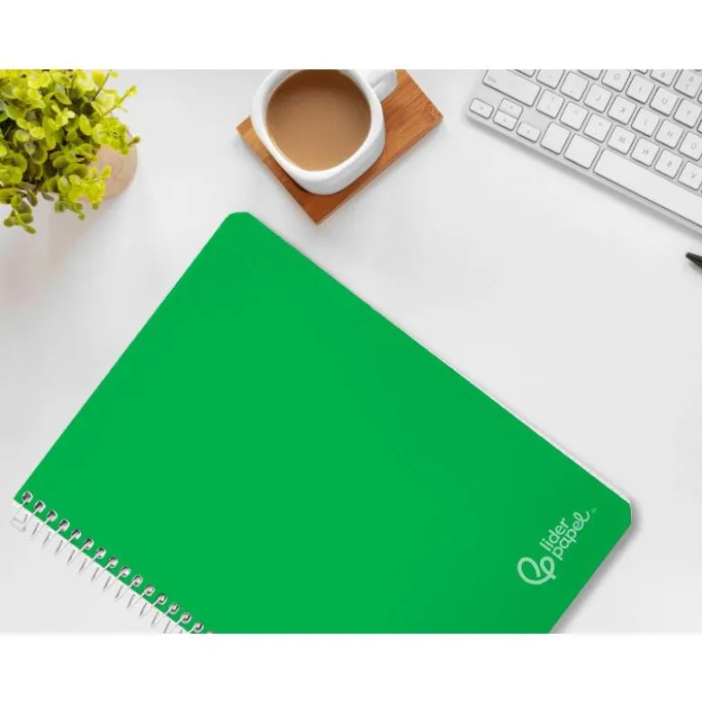 CUADERNO ESPIRAL LIDERPAPEL DIN A4 WITTY TAPA DURA 80H 90GR PAUTA 2,5MM CON MARGEN COLOR VERDE