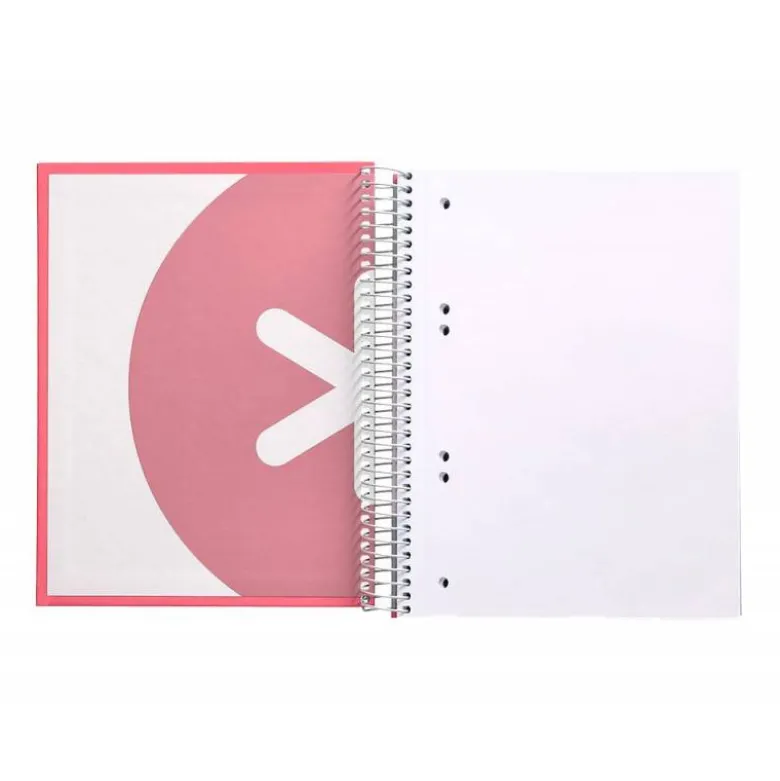 CUADERNO ESPIRAL LIDERPAPEL A5 MICRO ANTARTIK TAPA FORRADA120H 100 GR LISO 5 BANDAS 6 TALADROS COLOR CORAL