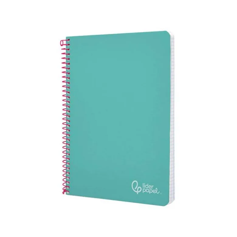 CUADERNO ESPIRAL LIDERPAPEL DIN A4 WITTY TAPA DURA 80H 90GR CUADRO 4MM CON MARGEN COLOR TURQUESA