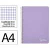 CUADERNO ESPIRAL LIDERPAPEL DIN A4 WITTY TAPA DURA 80H 90GR CUADRO 4MM CON MARGEN COLOR VIOLETA