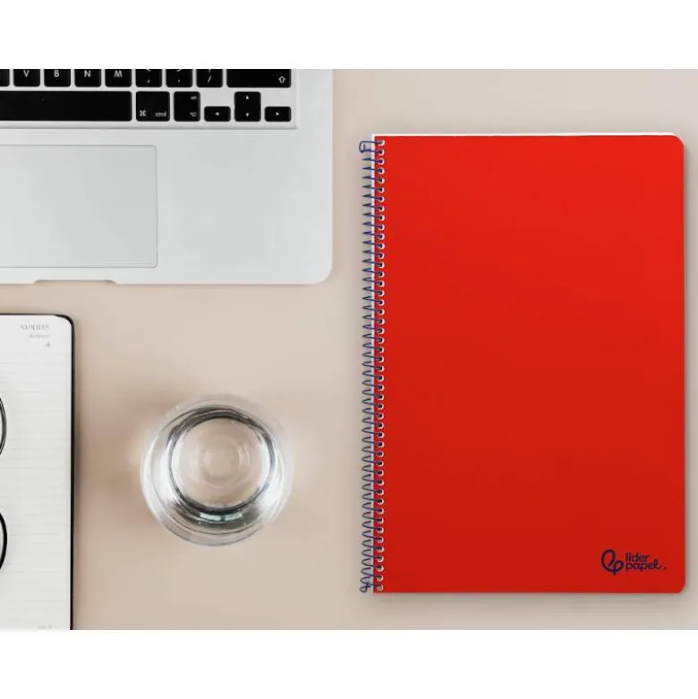 CUADERNO ESPIRAL LIDERPAPEL DIN A4 SMART TAPA BLANDA 80H 75GR RAYADO HORIZONTAL CON MARGEN COLOR ROJO